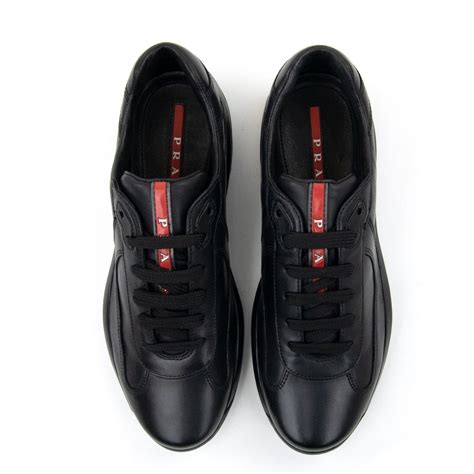 black painted prada trainers|men's black prada trainers.